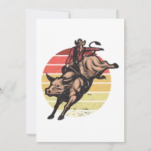 Vintages Bull Riding Cowboy Country Rodeo Geschenk Einladung