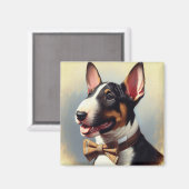 Vintages Bull Terrier Malportrait Magnet (Vorderseite/Rückseite)