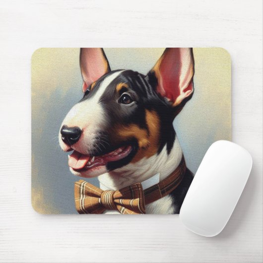 Vintages Bull Terrier Malportrait Mousepad (Mit Mouse)