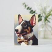 Vintages Bull Terrier Malportrait Postkarte (Stehend Vorderseite)