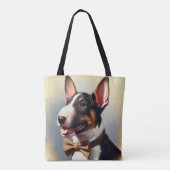 Vintages Bull Terrier Malportrait Tasche (Rückseite)