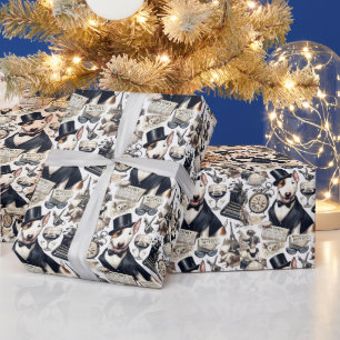 Vintages Bull Terrier Muster Geschenkpapier
