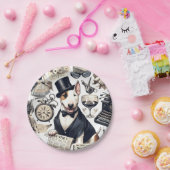 Vintages Bull Terrier Muster Pappteller (Party)