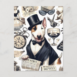 Vintages Bull Terrier Muster Postkarte