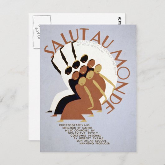 Vintages Bundesstaatliches Theaterprojekt Salut au Postkarte (Vorne/Hinten)