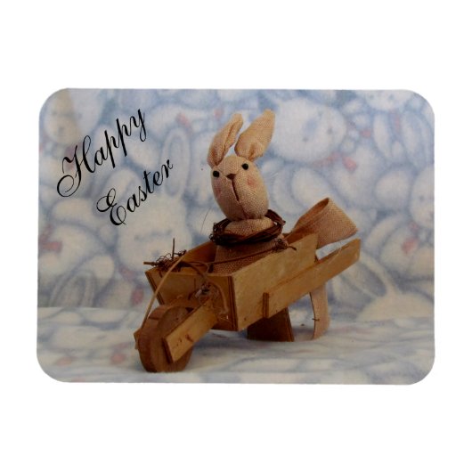 Vintages Bunny Cart Ostermagnet Magnet (Horizontal)