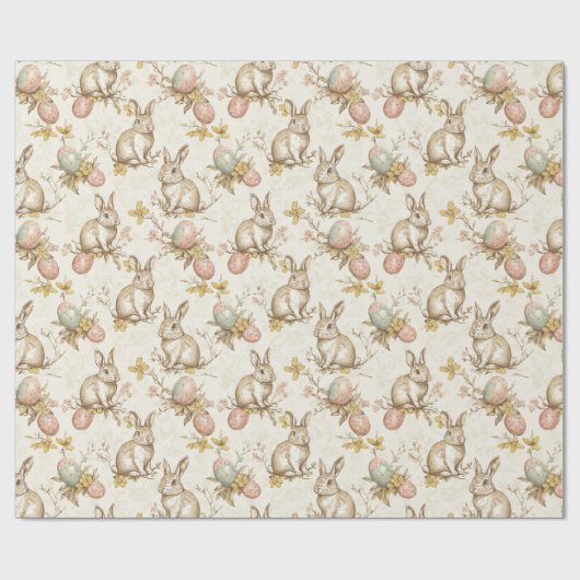 Vintages Bunny & Ostereier Muster Geschenkpapier (Flach)