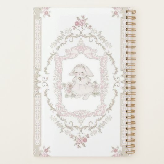 Vintages Bunny & Pink Roses Notebook Planer (Rückseite)