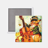 Vintages Bunny Playing mit Violin Ostergruß Magnet (Vorderseite/Rückseite)
