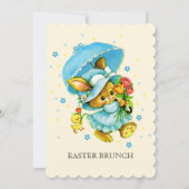 Vintages Bunny und Chick Oaster Brunch Einladung (Vorderseite)