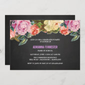 Vintages buntes Rosen-Tafel-Abschluss-Party Einladung (Vorne/Hinten)