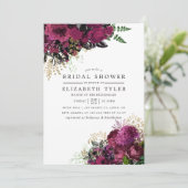 Vintages Burgund - Brautparty von Marsala und Gold Einladung (Stehend Vorderseite)