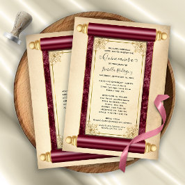 Vintages Burgund Gold Scroll Einladung