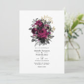 Vintages Burgund - Hochzeit von Marsala und Gold Einladung (Stehend Vorderseite)