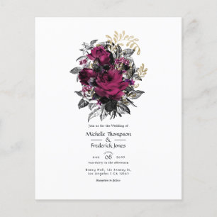 Vintages Burgund - Hochzeit von Marsala und Gold Flyer