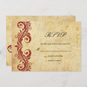 Vintages Burgunder-Strudel-Hochzeit UAWG Einladung (Vorne/Hinten)