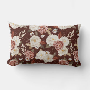 Vintages Burgundy Floral Lumbar Kissen