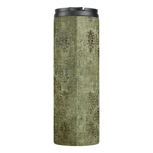 Vintages Burlap Damask Muster Thermosbecher (Rückseite)