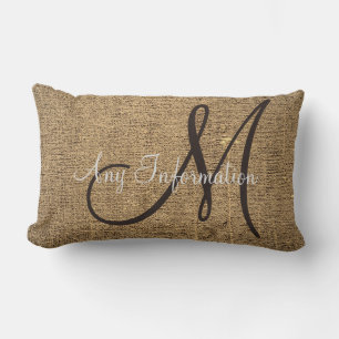 Vintages Burlap Rusticus Monogram Lendenkissen