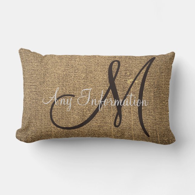 Vintages Burlap Rusticus Monogram Lendenkissen (Vorderseite)