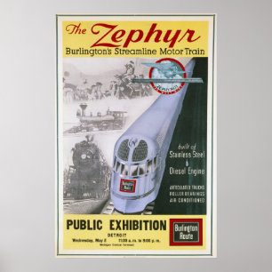Vintages Burlingtonzephyr-Lokomotivplakat Poster