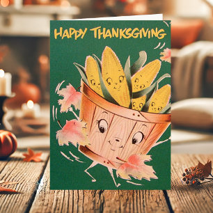 Vintages Buschel von Mais glücklich Erntedankfest Feiertagskarte