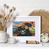 Vintages Business, antikes Telefon mit Rotary-Einw Poster
