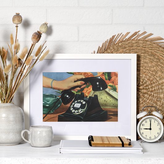 Vintages Business, antikes Telefon mit Rotary-Einw Poster