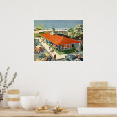 Vintages Business, Kunden in einem Familienrestaur Poster (Küche)