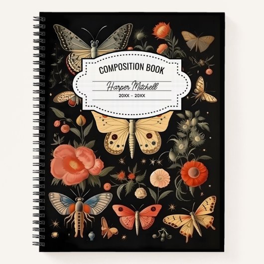 Vintages Butterfly-Komprimierungs-Notebook Notizblock (Vorderseite)