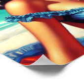 Vintages Button am Strand Poster (Ecke)