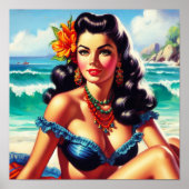 Vintages Button am Strand Poster (Vorne)