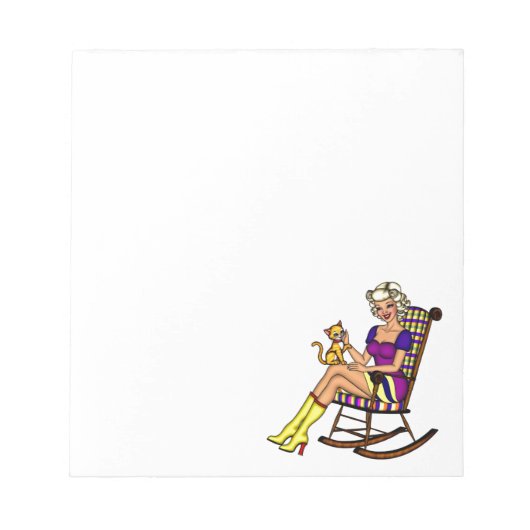 Vintages Button auf Lady Notizblock (Vorderseite)