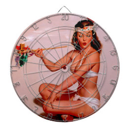 Vintages Button Auf Mädchen rauchen Friedenspfeife Dartscheibe