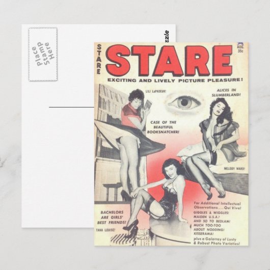 Vintages Button aufkitzeln Postkarte (Vorne/Hinten)