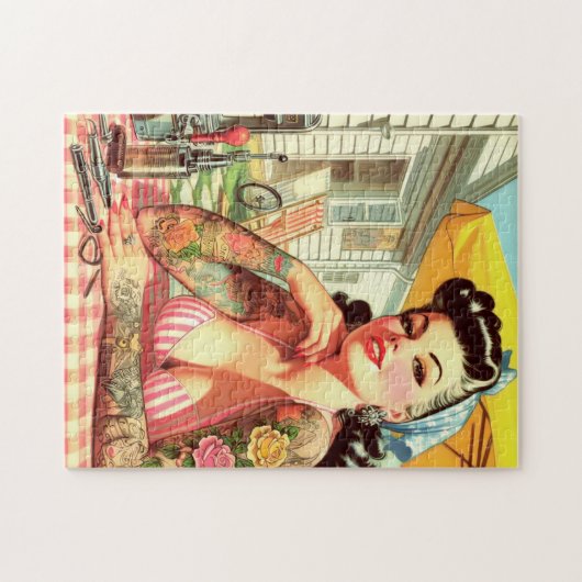 Vintages Button der Alten Schule Puzzle (Horizontal)