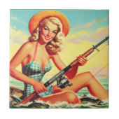 Vintages Button der Fischerei Fliese (Vorderseite)