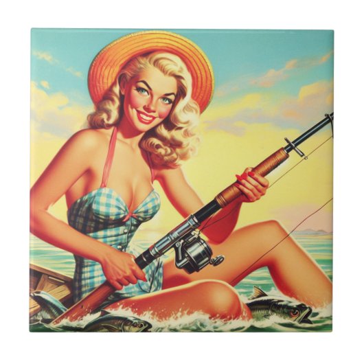 Vintages Button der Fischerei Fliese (Vorderseite)