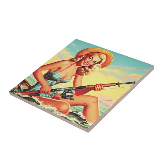 Vintages Button der Fischerei Fliese (Seite)