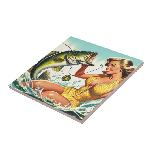 Vintages Button der Fischerei Fliese (Seite)