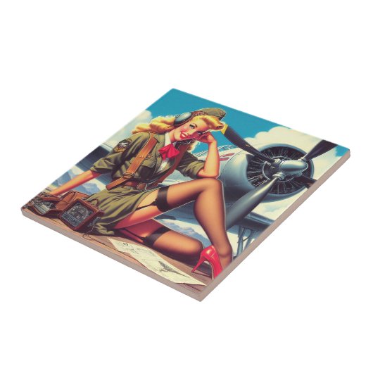 Vintages Button des Flugzeugs Fliese (Seite)