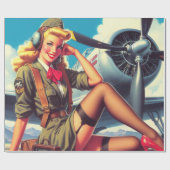 Vintages Button des Flugzeugs Geschenkpapier (Flach)