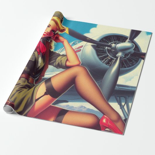 Vintages Button des Flugzeugs Geschenkpapier (Ungerollt)