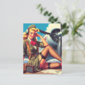 Vintages Button des Flugzeugs Postkarte (Stehend Vorderseite)