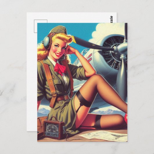 Vintages Button des Flugzeugs Postkarte (Vorne/Hinten)