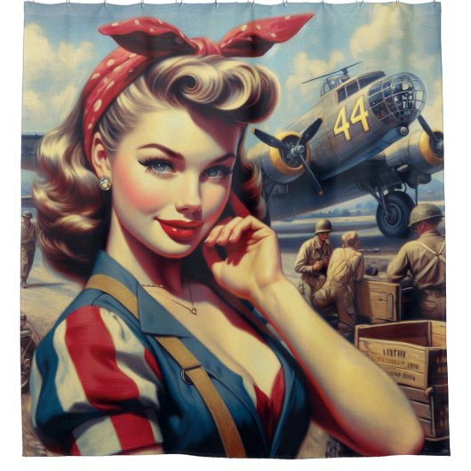 Vintages Button Duschvorhang (Vorderseite)