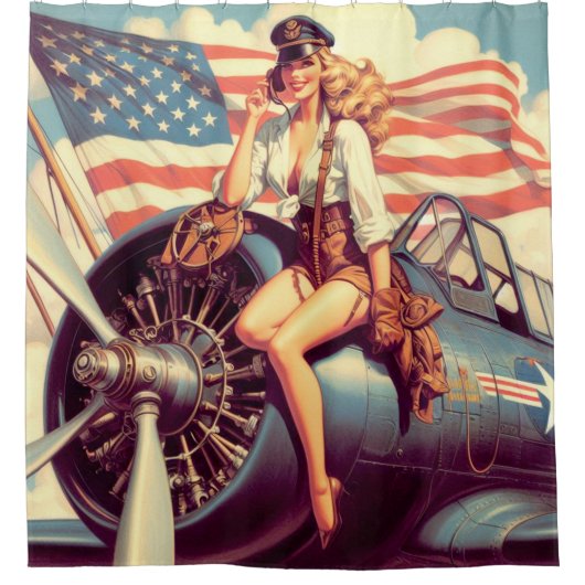 Vintages Button Duschvorhang (Vorderseite)