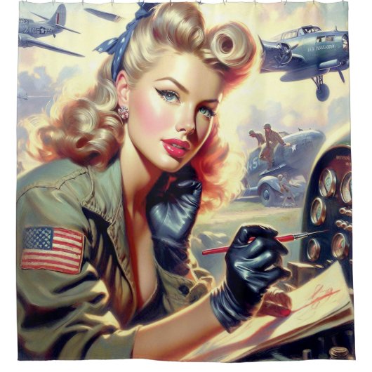 Vintages Button Duschvorhang (Vorderseite)