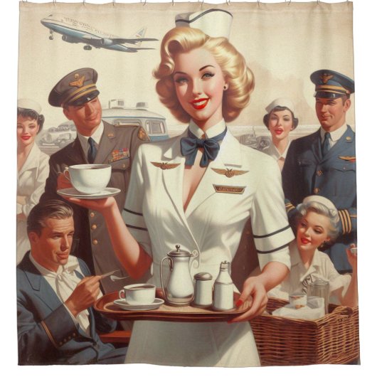 Vintages Button Duschvorhang (Vorderseite)