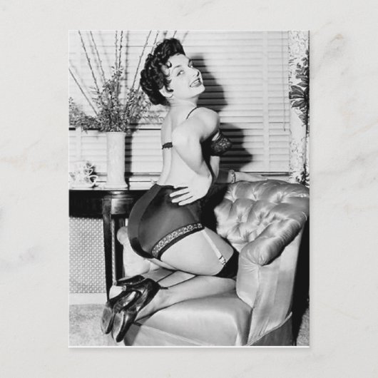 Vintages Button Foto Postkarte (Vorderseite)